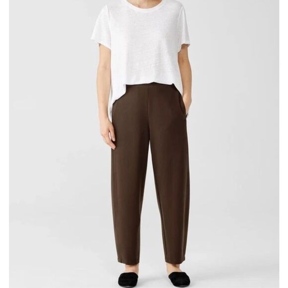 Eileen Fisher $218 Womens washable Flex Ponte Lantern Pants brown XL NEW - Picture 5 of 13